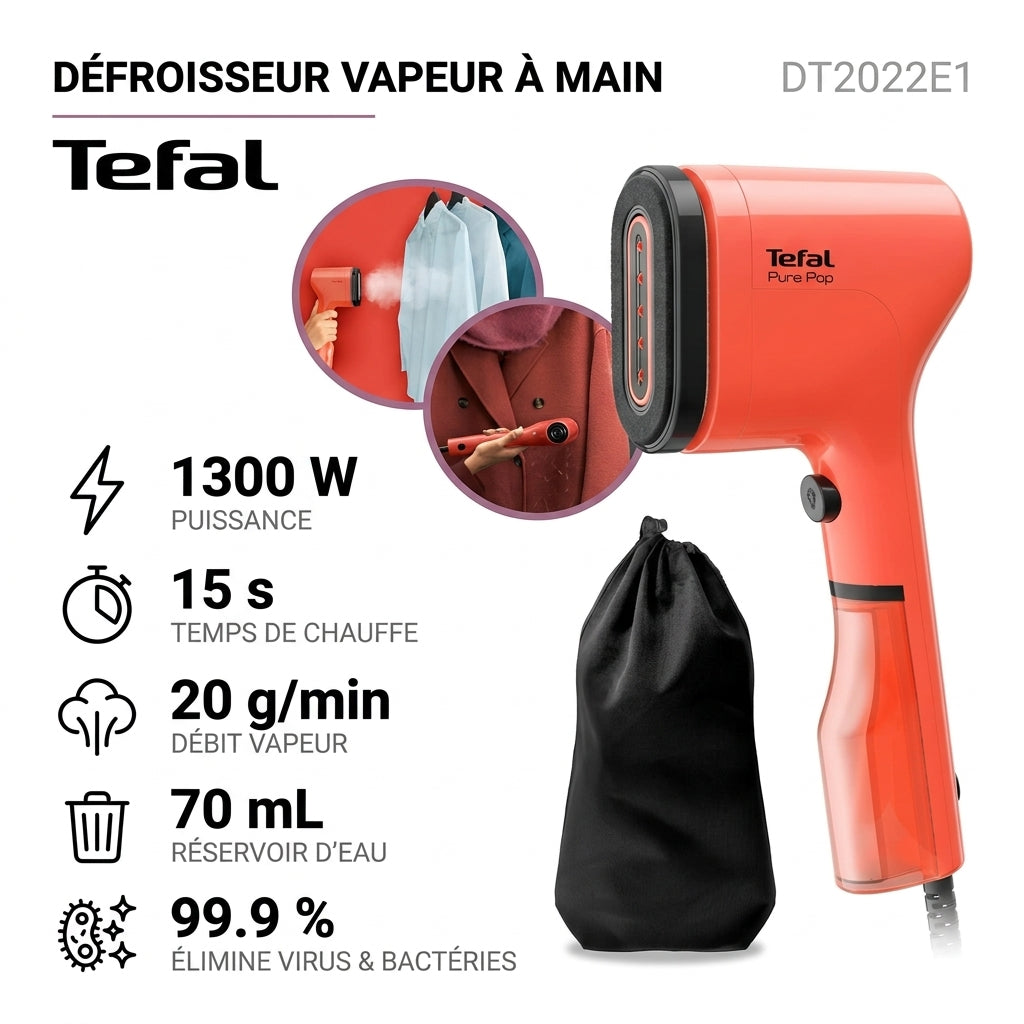 Tefal – DT2022E1 – Défroisseur à Main - Puissance 1300 W