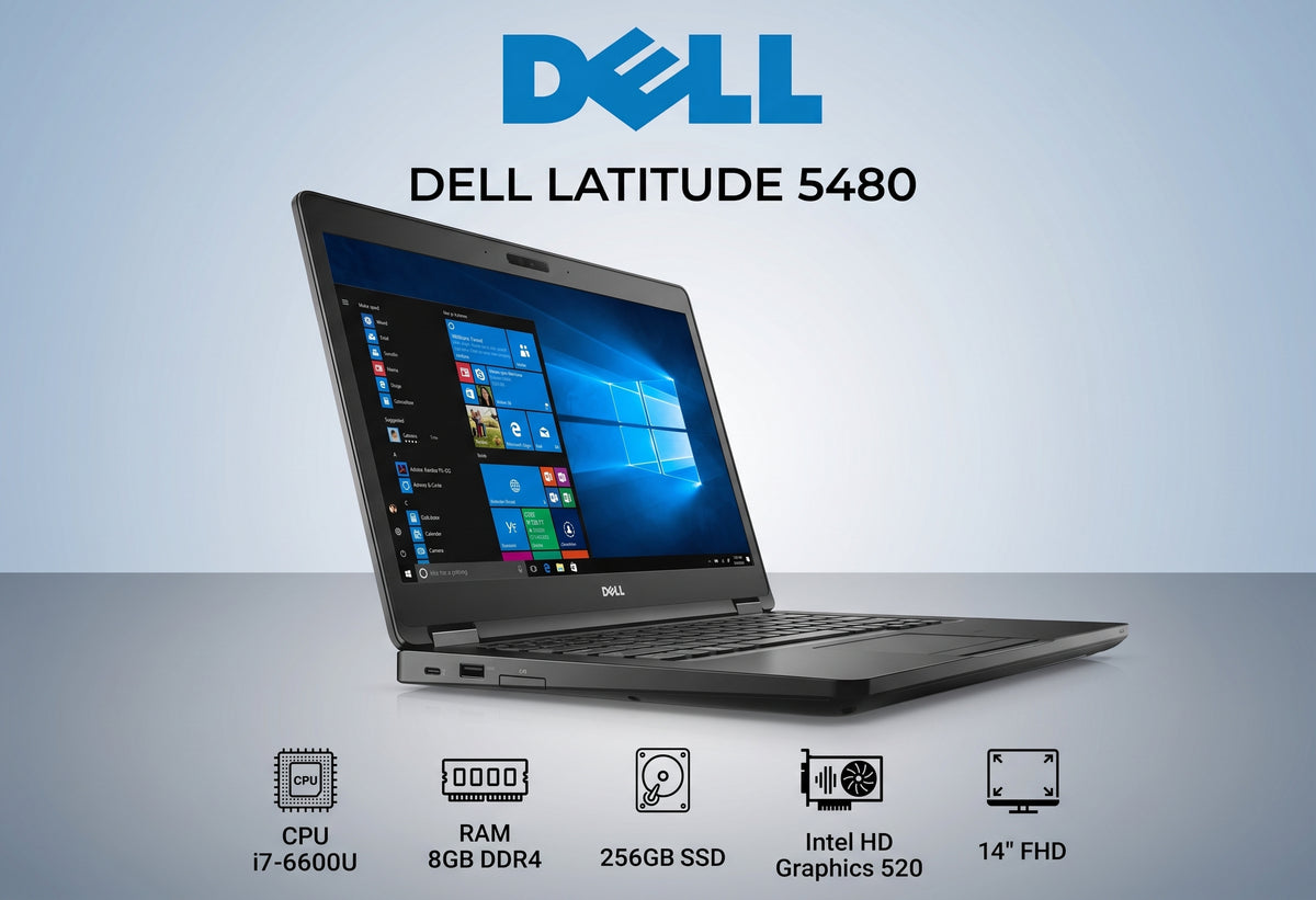 Dell Latitude 5480 – Intel® Core™ i7-6600U / RAM 8GB / SSD 256GB / Écran 14″ Full HD