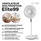 Elite99 ELT-1535 – Ventilateur Multiposition 2-en-1 (Pied et Bureau) – Télécommande
