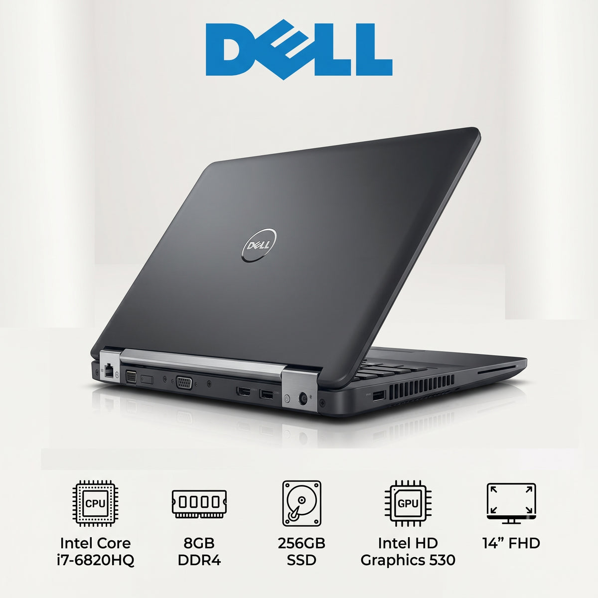Dell Latitude 5470 – Intel® Core™ i7-6820HQ / RAM 8GB / SSD 256GB / Écran 14″ Full HD