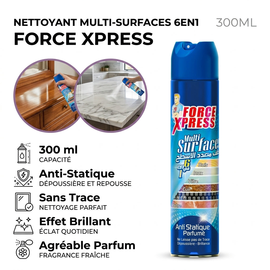 Force Xpress Multi-Surfaces 6en1 300ml Anti-Statique