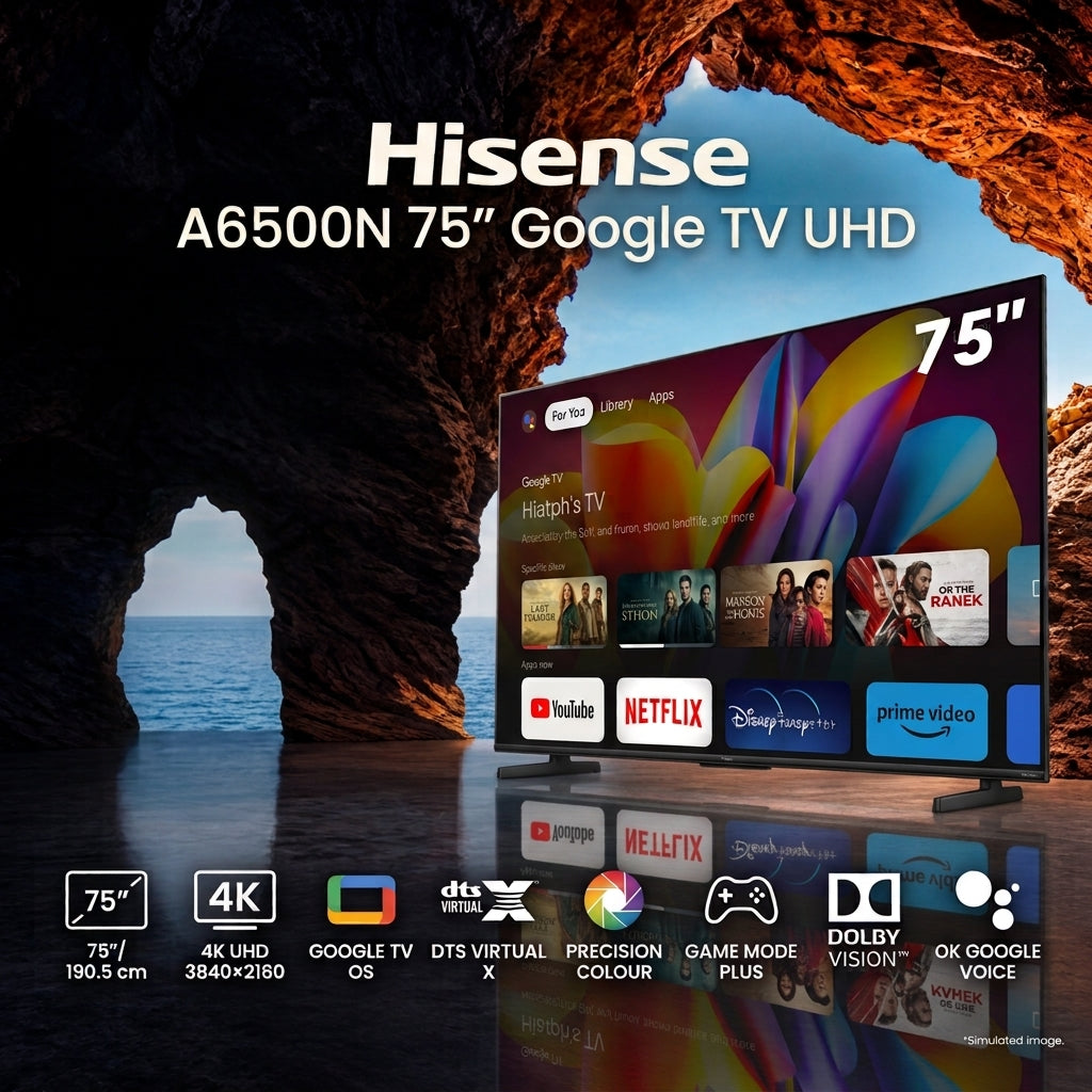 Hisense A6500N – Téléviseur 75 Pouces 4K UHD Smart TV (Google TV / Dolby Vision / 4K AI Upscaler)