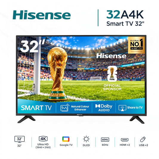 Hisense 32A4K (Serie K) – Televiseur 32 Pouces Smart TV (Google TV / DLED / Dolby Audio)