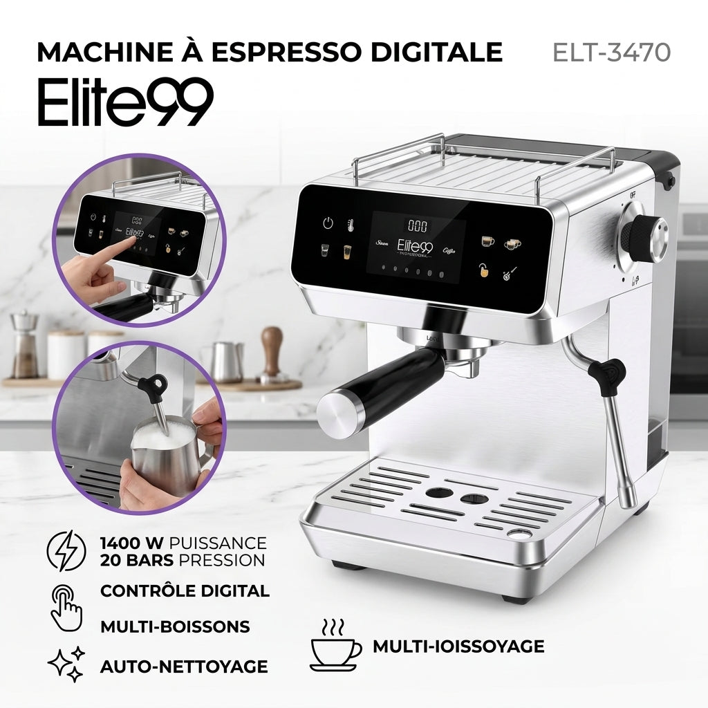 Elite99 – ELT-3470 – Machine à Expresso - Puissance 1400 W