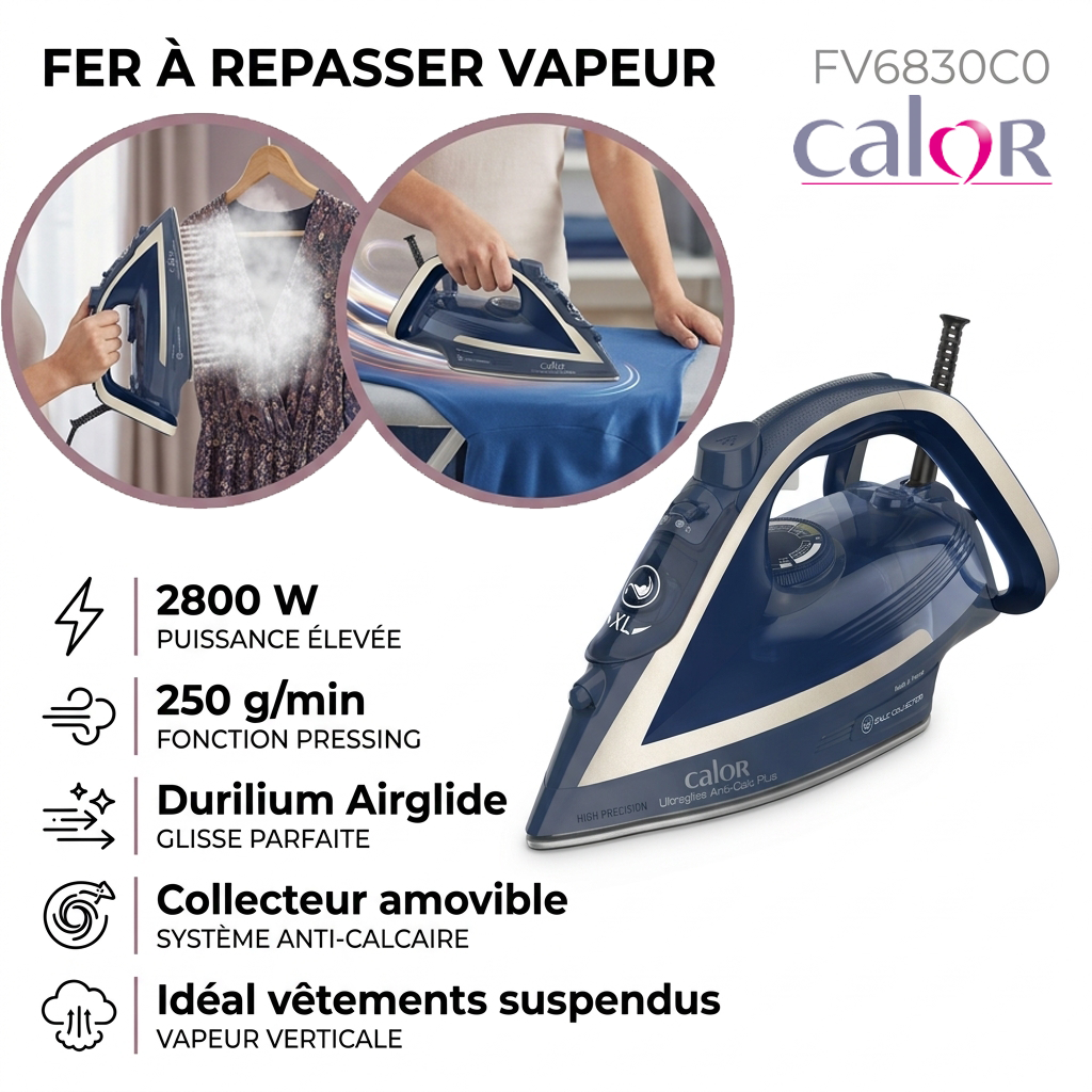 Calor – FV6830C0 – Fer à Repasser Vapeur - Puissance 2800 W