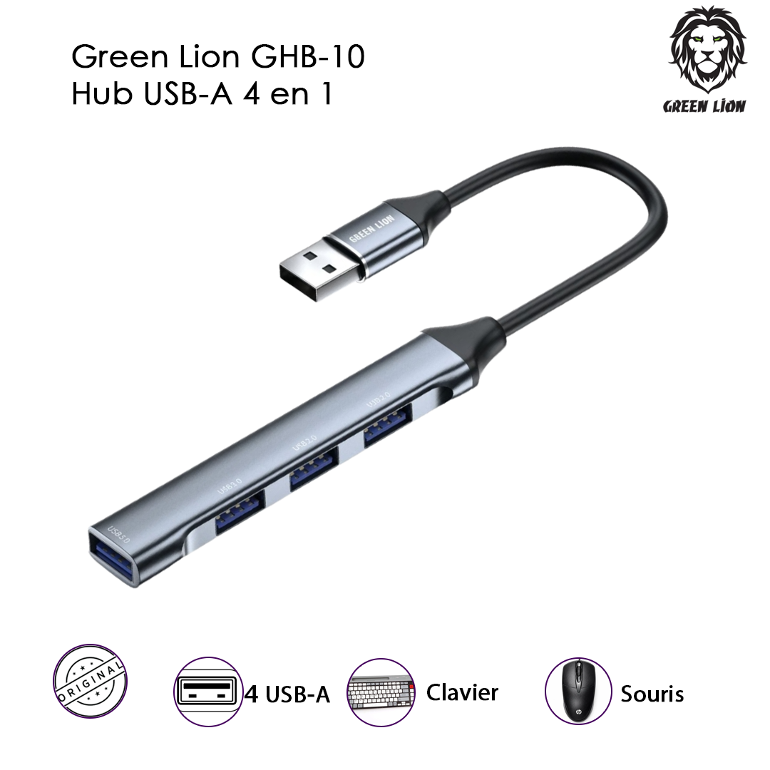 Green Lion GHB-10 - Hub USB-A 4 en 1