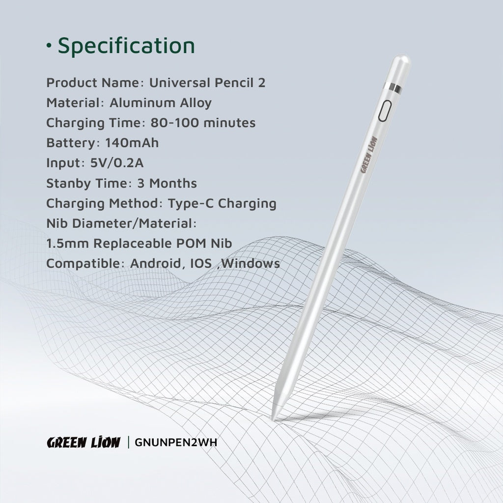 Green Lion Universal Pencil 2 - Blanc - GNUNPEN2WH