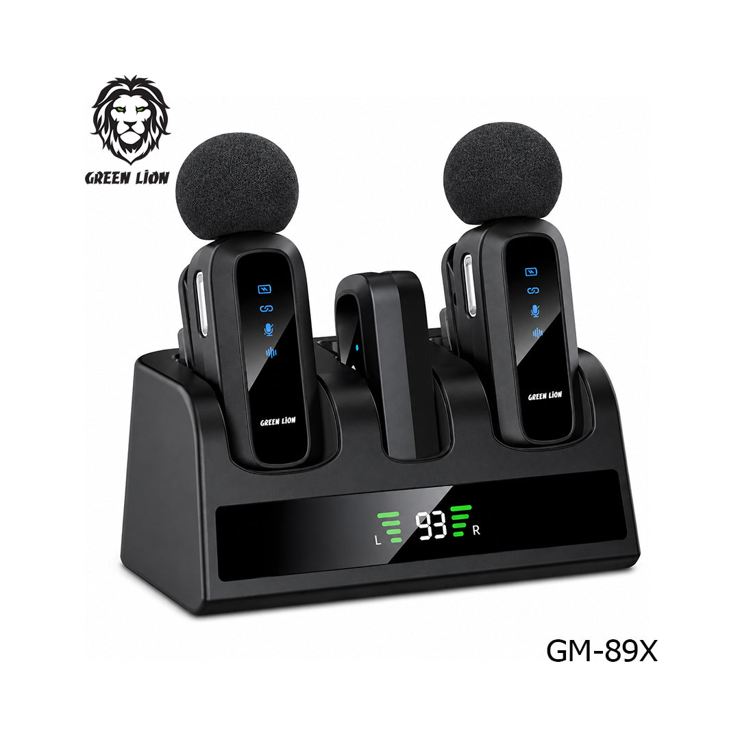 Green Lion GM-89X – Microphone sans fil 2-en-1 à réduction de bruit Noir