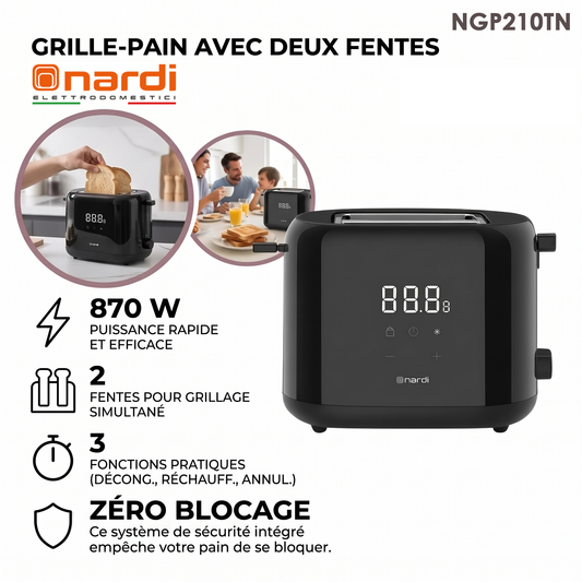 Nardi – NGP210TN – Grille-Pain 2 Fentes - Puissance 870W