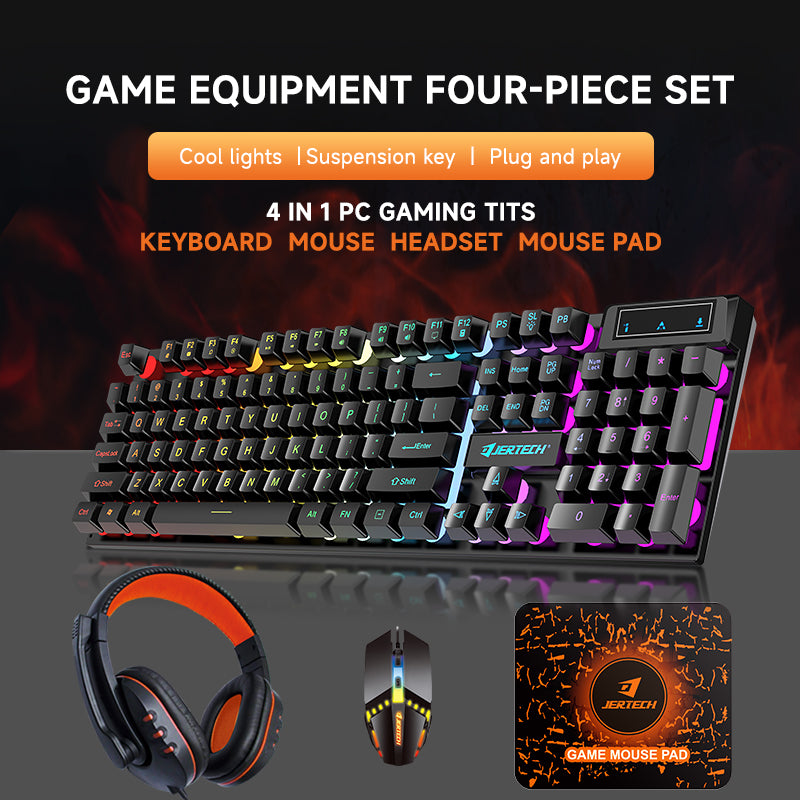 JERTECH CT4-01 – Pack Gaming 4 en 1 (Clavier, Souris, Casque et Tapis de souris)