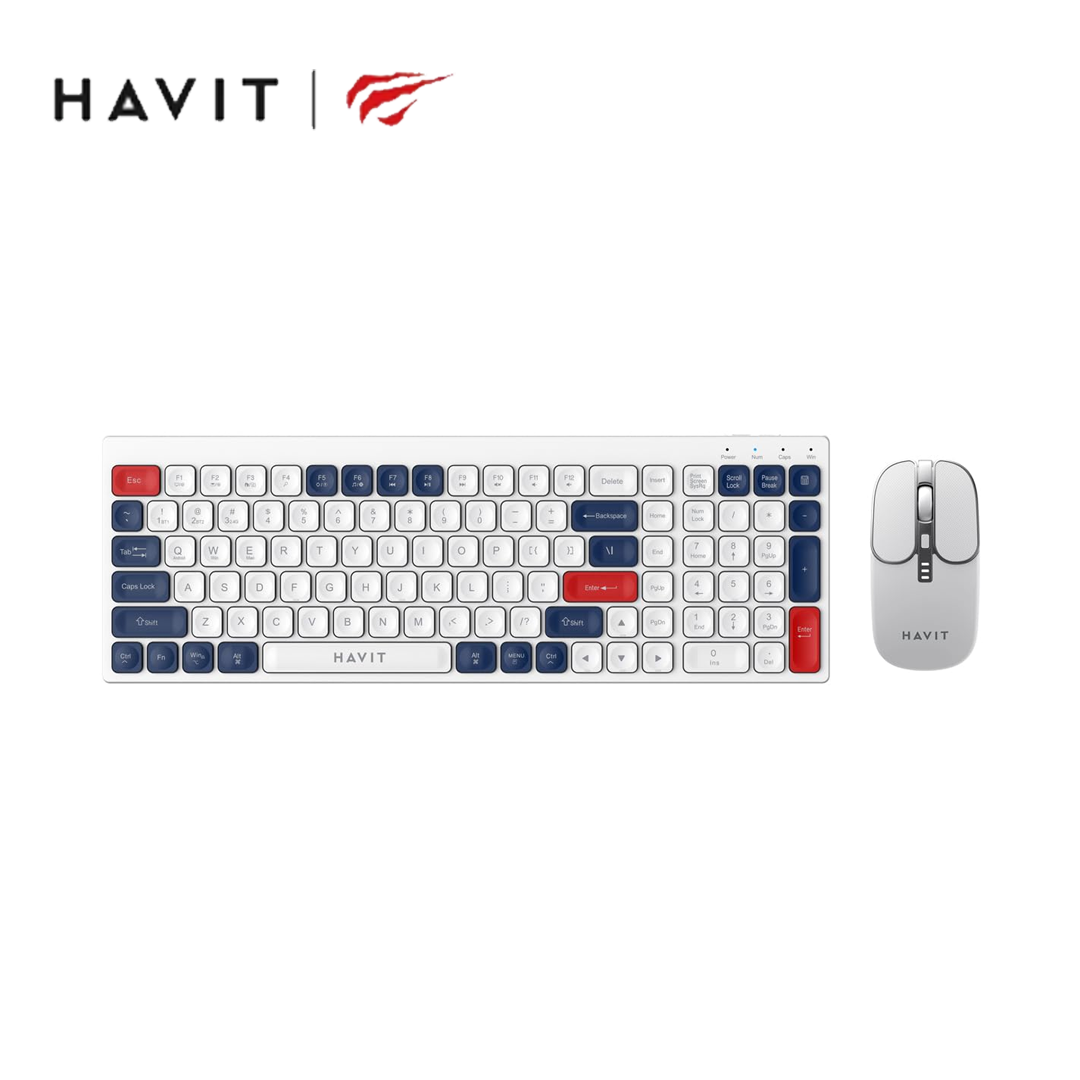 HAVIT KB830WB Kit Clavier Souris Sans Fil Double Mode – 2,4 GHz