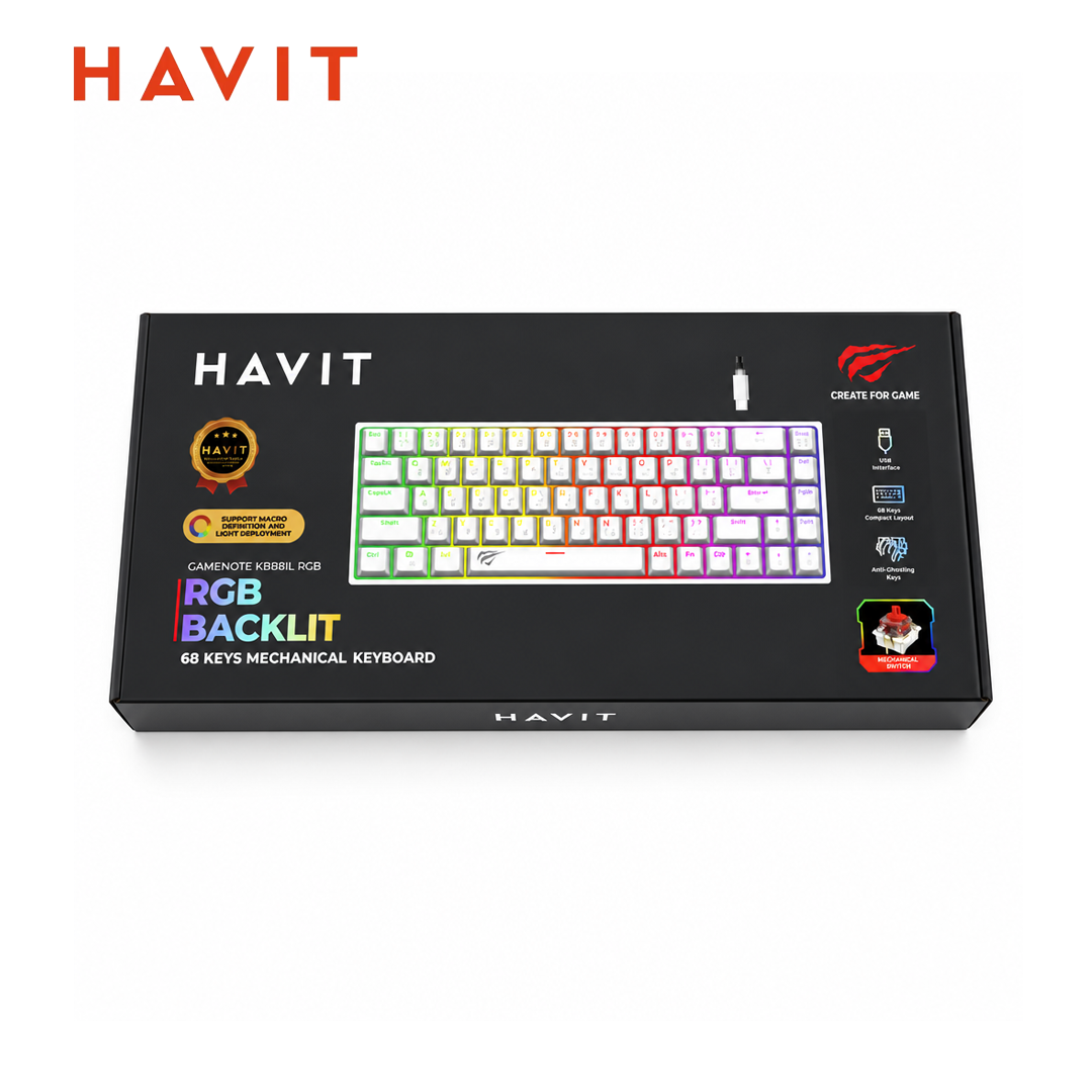 HAVIT KB881L Clavier Mécanique Gaming 68 Touches – Rétroéclairé RGB