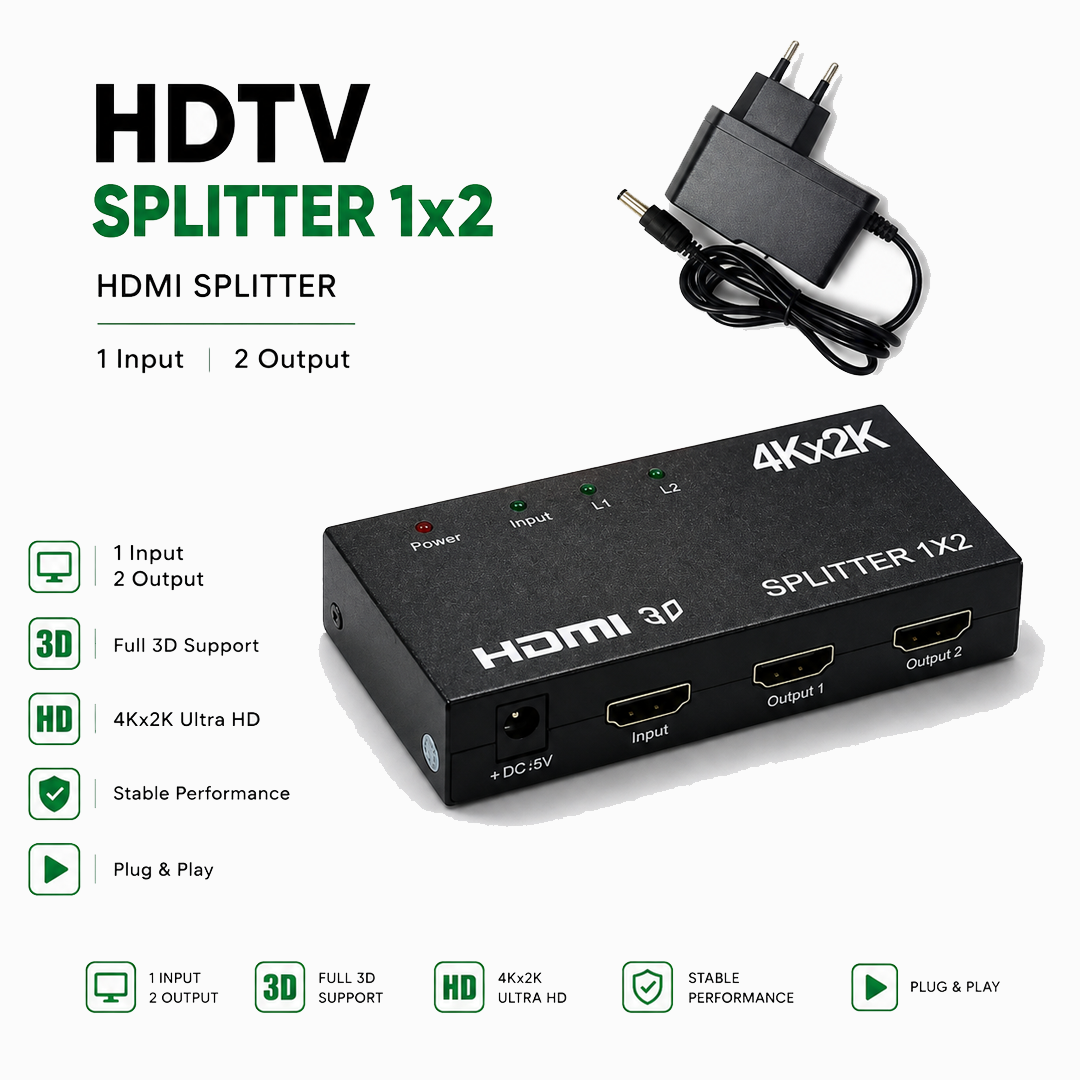 HDTV 4K 1x2 Splitter, répartiteur HDMI 4K@30Hz vers 2 écrans