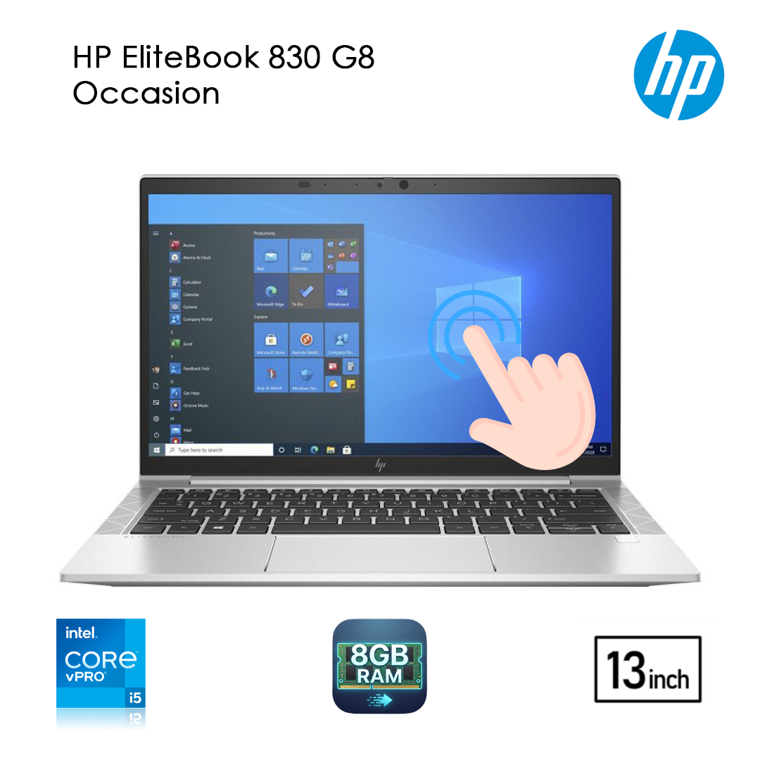 HP EliteBook 830 G8 Tactile 13.3" i5 11ème Gen / 8 Go / 256 Go SSD Occasion – Excellent État