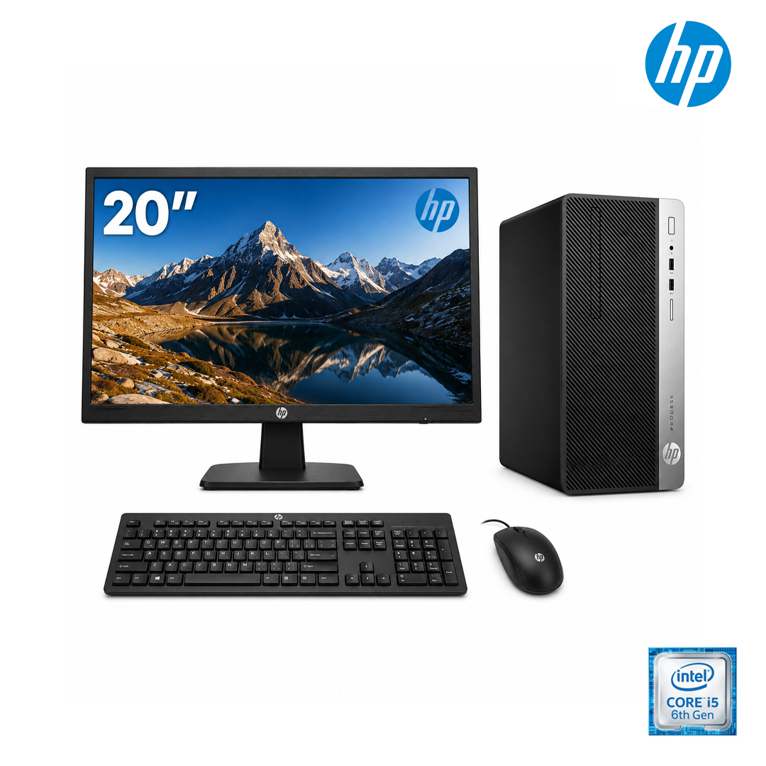 HP ProDesk 400 G4 MT i5 6e Génération – 8 Go RAM – SSD 128 Go + HDD 2 To/Ecran 20 Pouces État Excellent