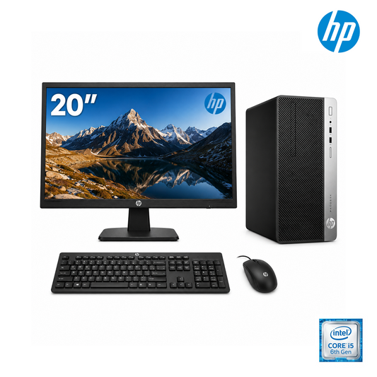 HP ProDesk 400 G4 MT i5 6e Génération – 8 Go RAM – SSD 128 Go + HDD 2 To/Ecran 20 Pouces État Excellent