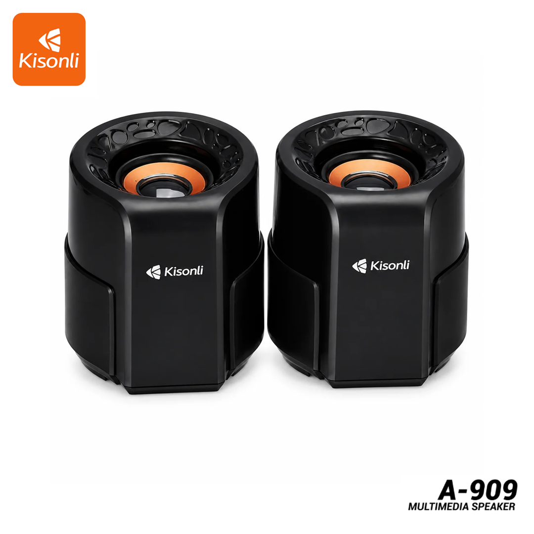 Haut-Parleurs PC Kisonli A-909 USB 2.0 - Son Stéréo pour PC Portable & Bureau