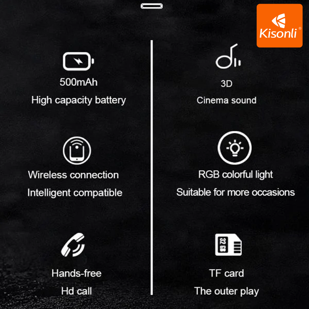 Kisonli G3 5W - Enceinte Bluetooth RGB Portable Noir
