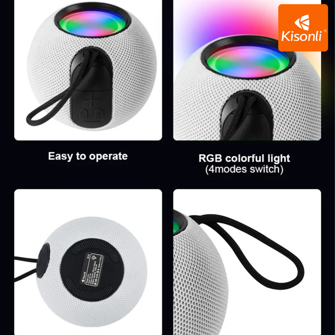 Kisonli G3 5W - Enceinte Bluetooth RGB Portable Blanc