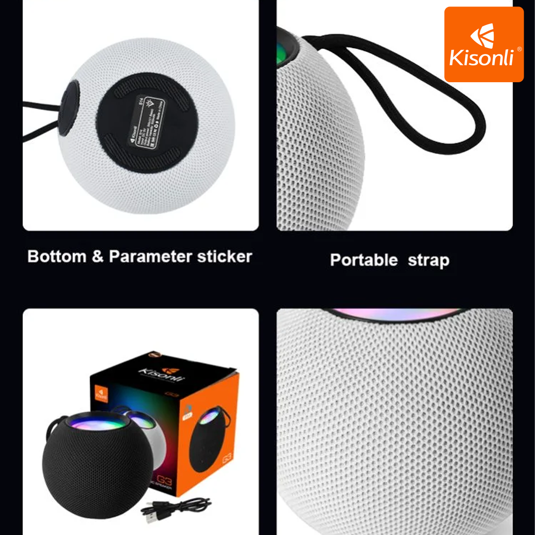 Kisonli G3 5W - Enceinte Bluetooth RGB Portable Blanc