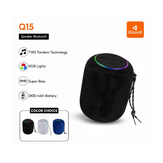Kisonli Q15 - Enceinte Sans Fil avec Effets Lumineux RGB