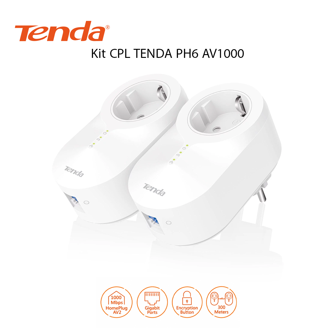 Kit CPL Gigabit AV1000 avec Prise Pass-Through TENDA PH6