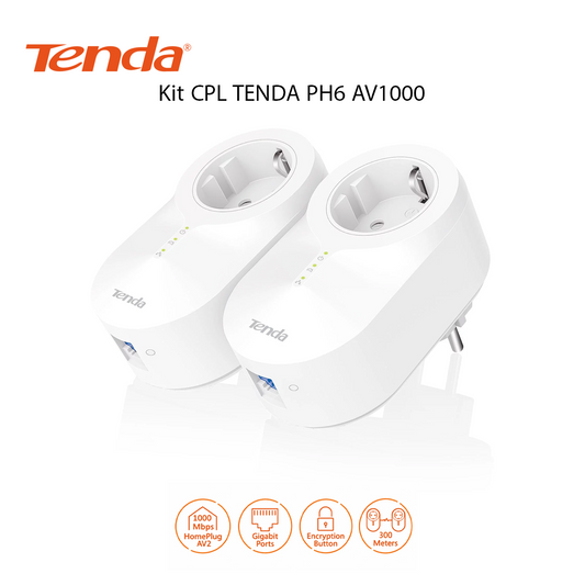 Kit CPL Gigabit AV1000 avec Prise Pass-Through TENDA PH6