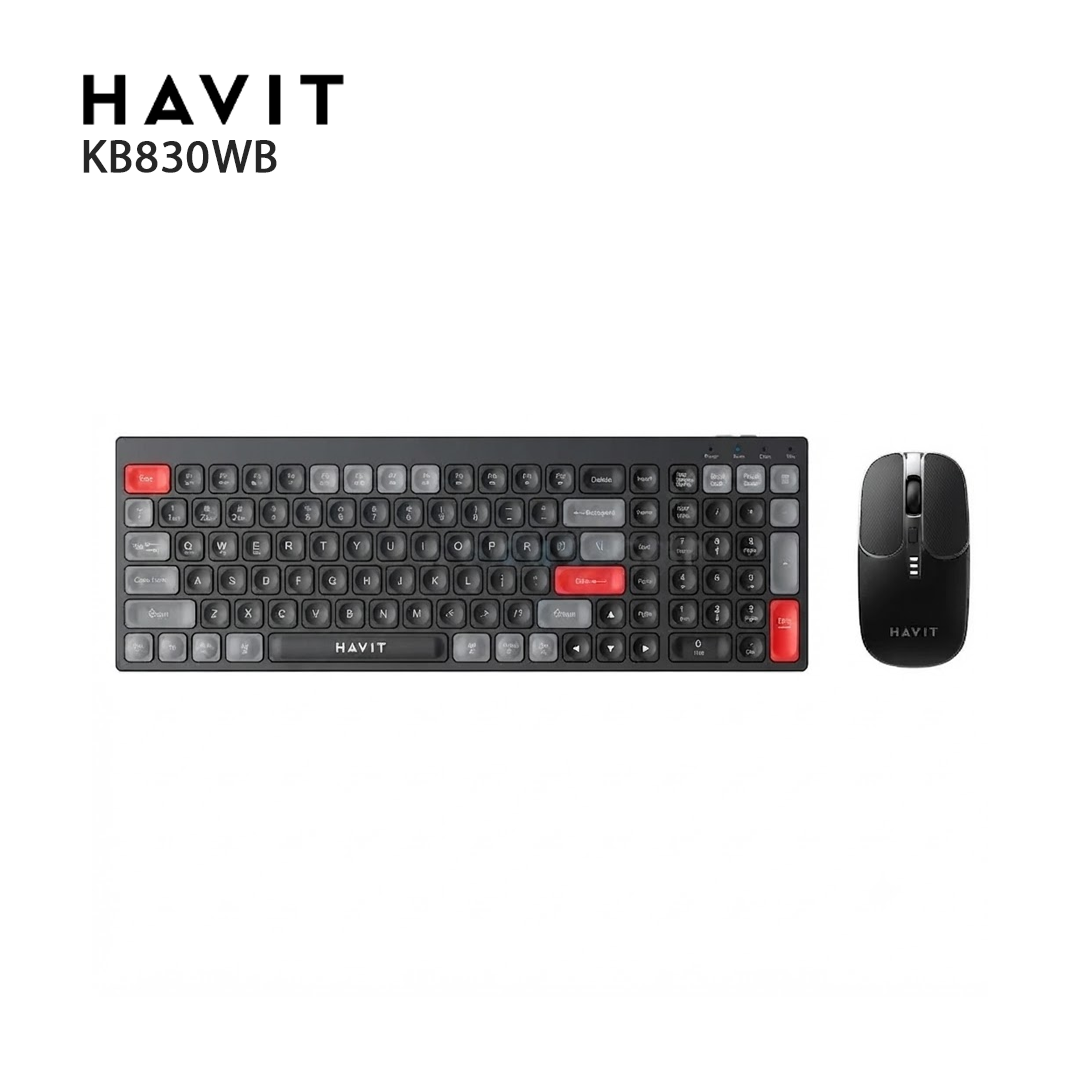 Kit Clavier et Souris Sans Fil Havit KB830WB - Dual Mode 2.4GHz