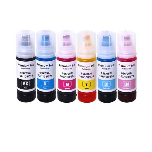 Kit de 6 Bouteilles d'Encre Compatibles Premium (Série 056/057/107/108 - T09D/T574)
