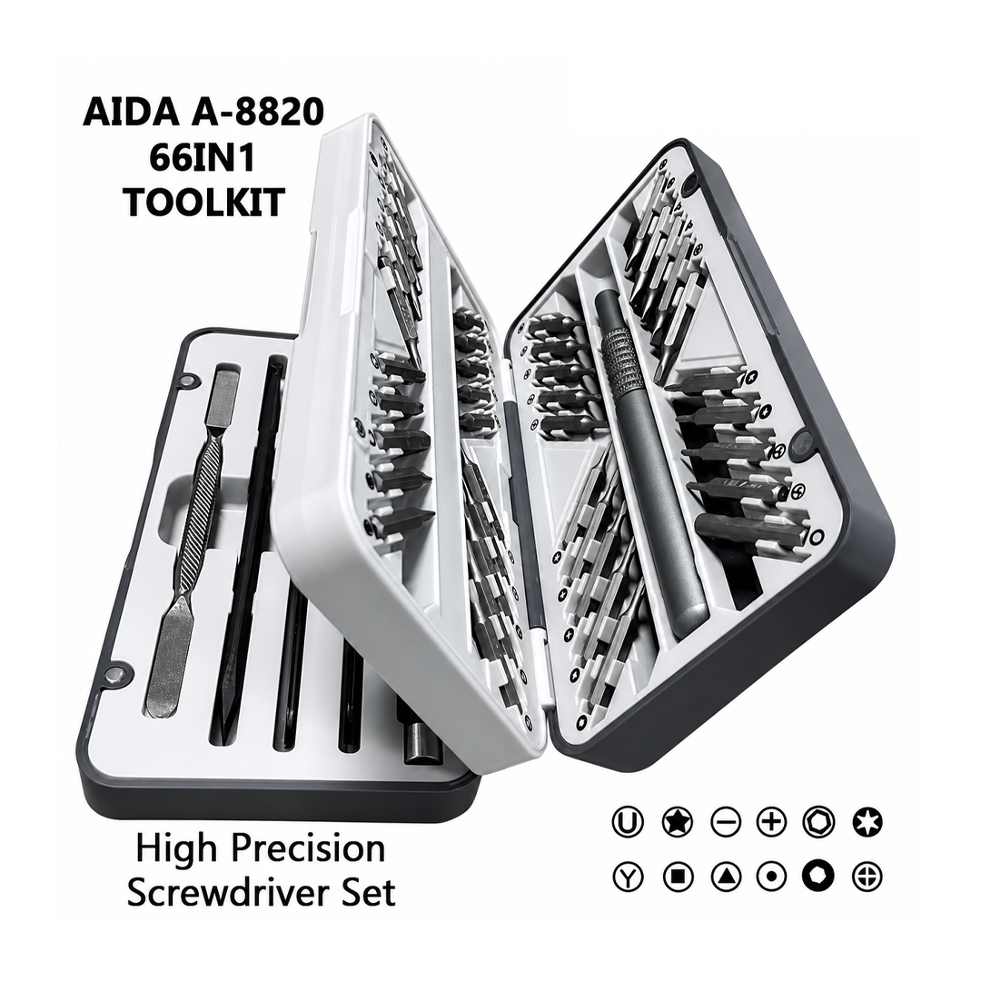 Kit de Tournevis de Précision Magnétique 66 en 1 AIDA (Modèle A-8820)