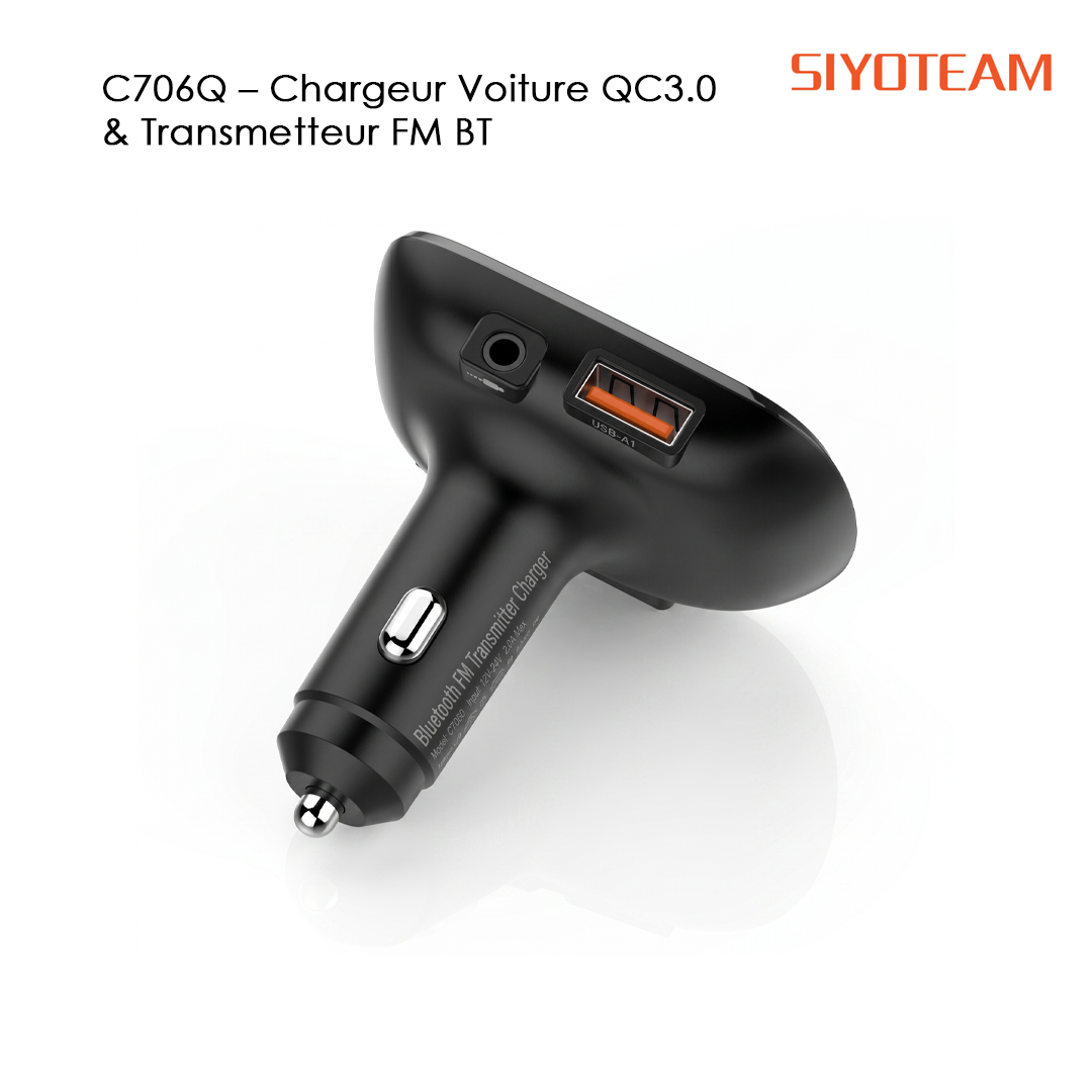 SIYOTEAM C706Q – Chargeur Voiture QC3.0 & Transmetteur FM BT