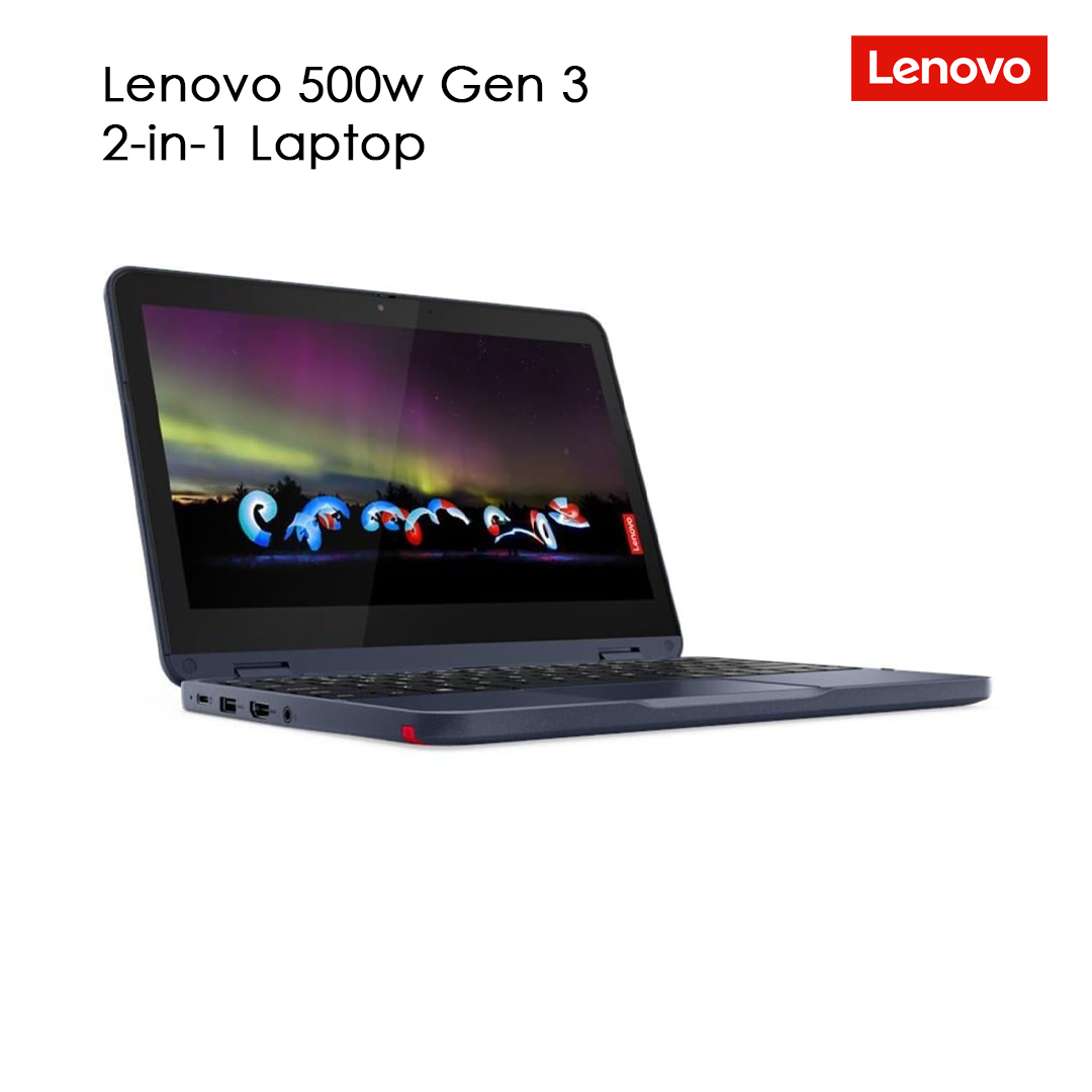 Lenovo 500w Gen 3 Intel 2-in-1 Laptop | 11.6" 1366x768 HD | Pentium - N6000-128GB SSD Hard Drive - 8GB RAM