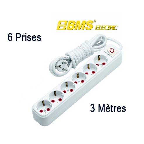 Multiprise BMS 6 Prises Cable 3M avec Interrupteur