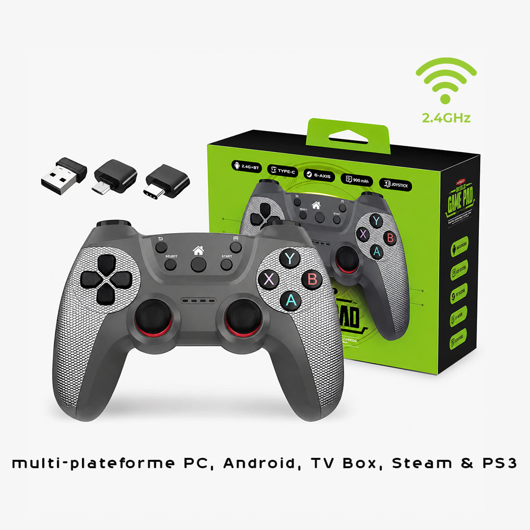 Manette Gamepad sans fil 2.4G multi-plateforme PC, Android, TV Box, Steam & PS3