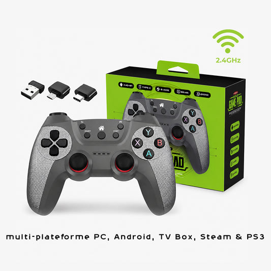Manette Gamepad sans fil 2.4G multi-plateforme PC, Android, TV Box, Steam & PS3