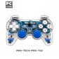 Manette de jeu PC filaire USB 2.0 vibrante transparente avec LED bleue