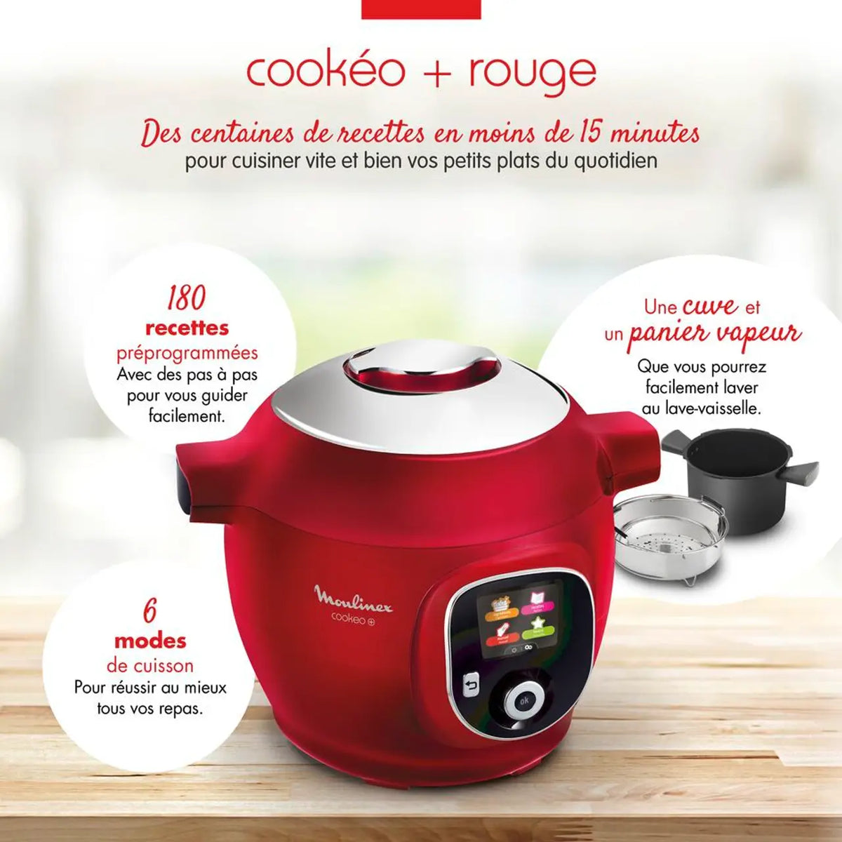 Moulinex CE85B510 Cookeo + 6L Rouge – Multicuiseur intelligent
