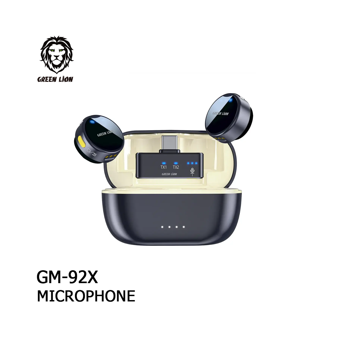 Microphone Sans Fil Green Lion GM-92X USB-C Double Émetteur avec Réduction de Bruit – Faible Latence