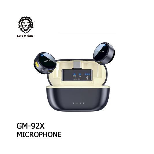 Microphone Sans Fil Green Lion GM-92X USB-C Double Émetteur avec Réduction de Bruit – Faible Latence
