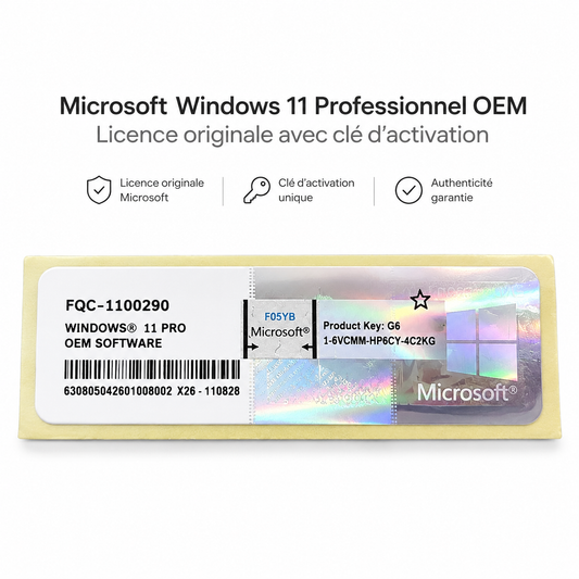 Microsoft Windows 11 Professionnel OEM – Licence originale avec clé d’activation