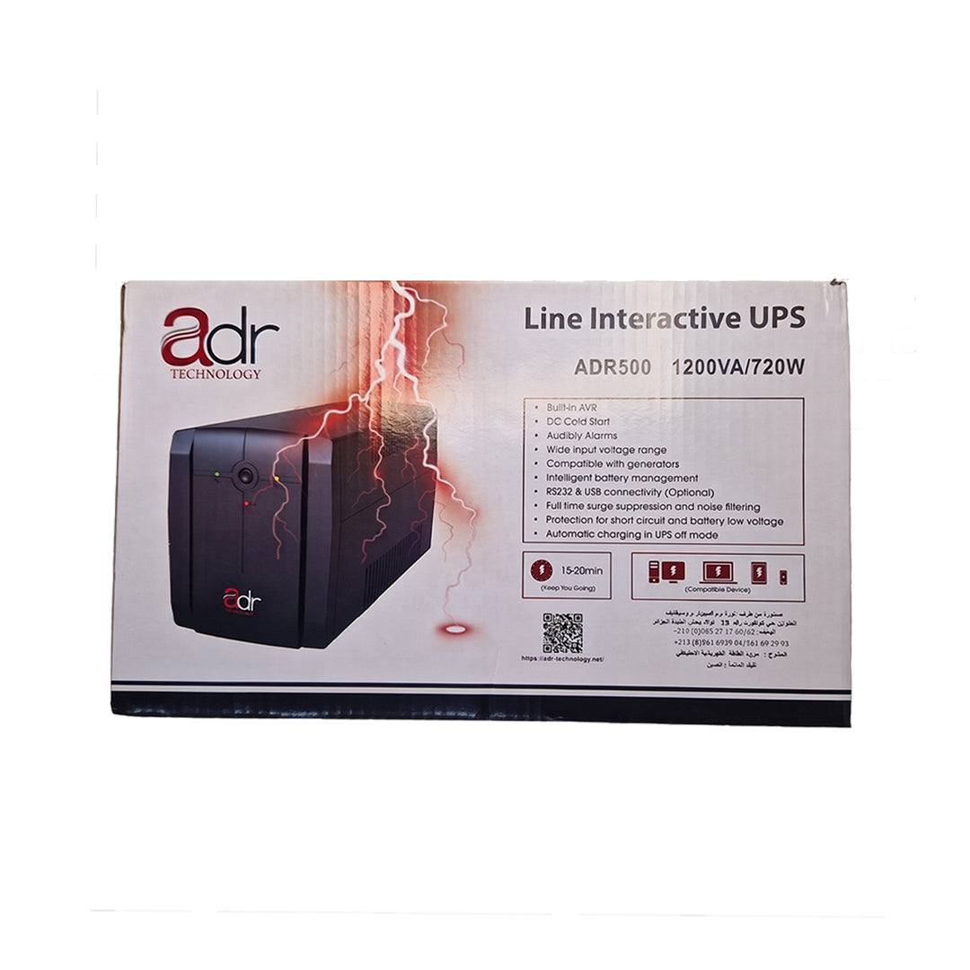 Onduleur UPS ADR500 Interactif en Ligne – 1200VA / 720W | Régulateur AVR