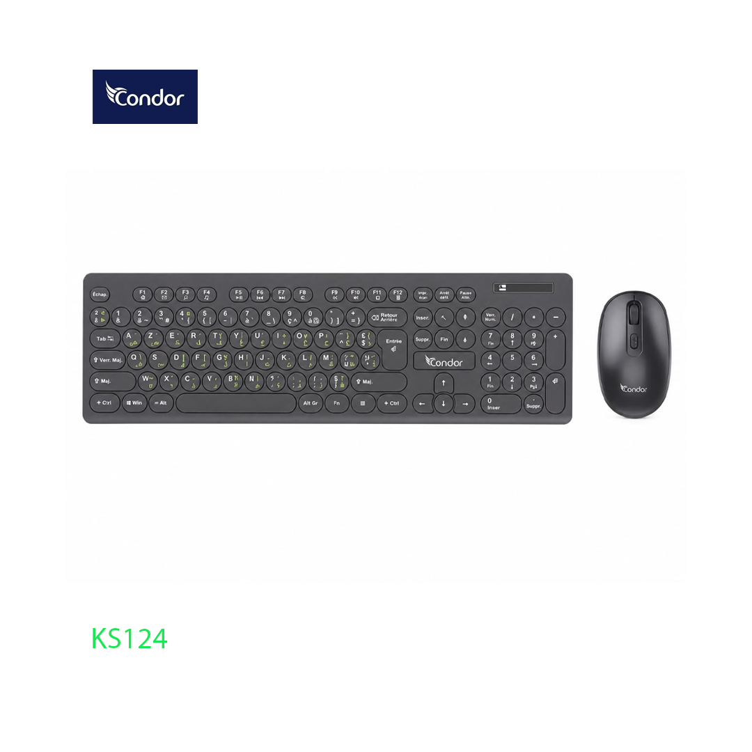 Pack Clavier et Souris Sans Fil Condor KS124 – 2.4 GHz