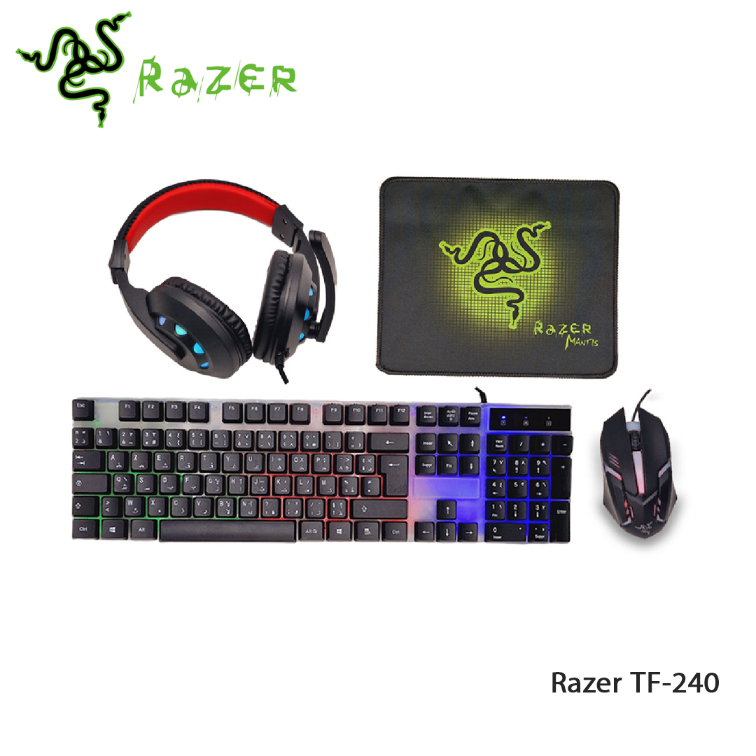 Pack Gaming 4 en 1 TF-240 - Clavier Rétroéclairé, Souris RGB, Casque & Tapis