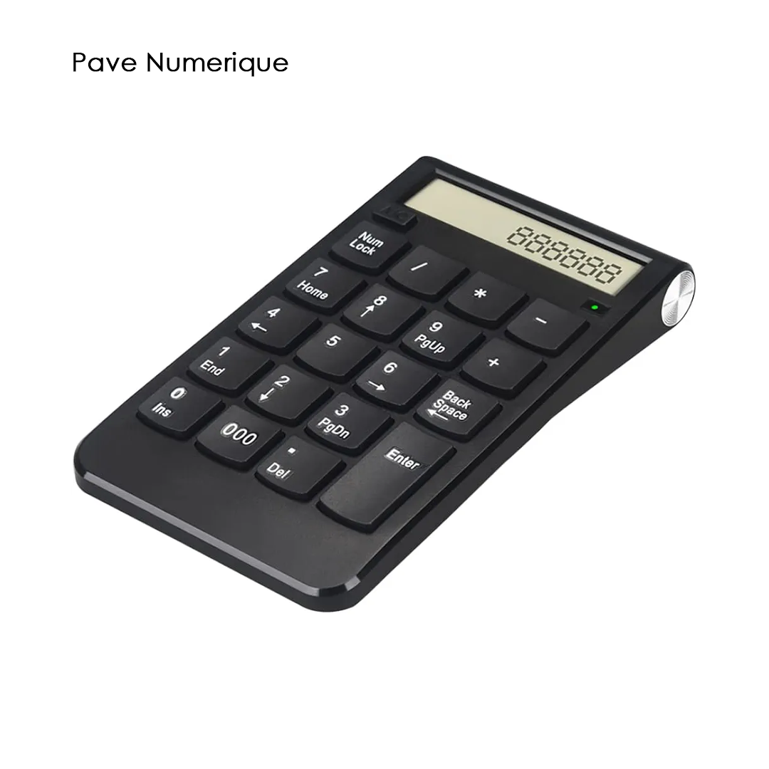 Pavé Numérique pro tech Sans Fil 2.4G avec Calculatrice LCD