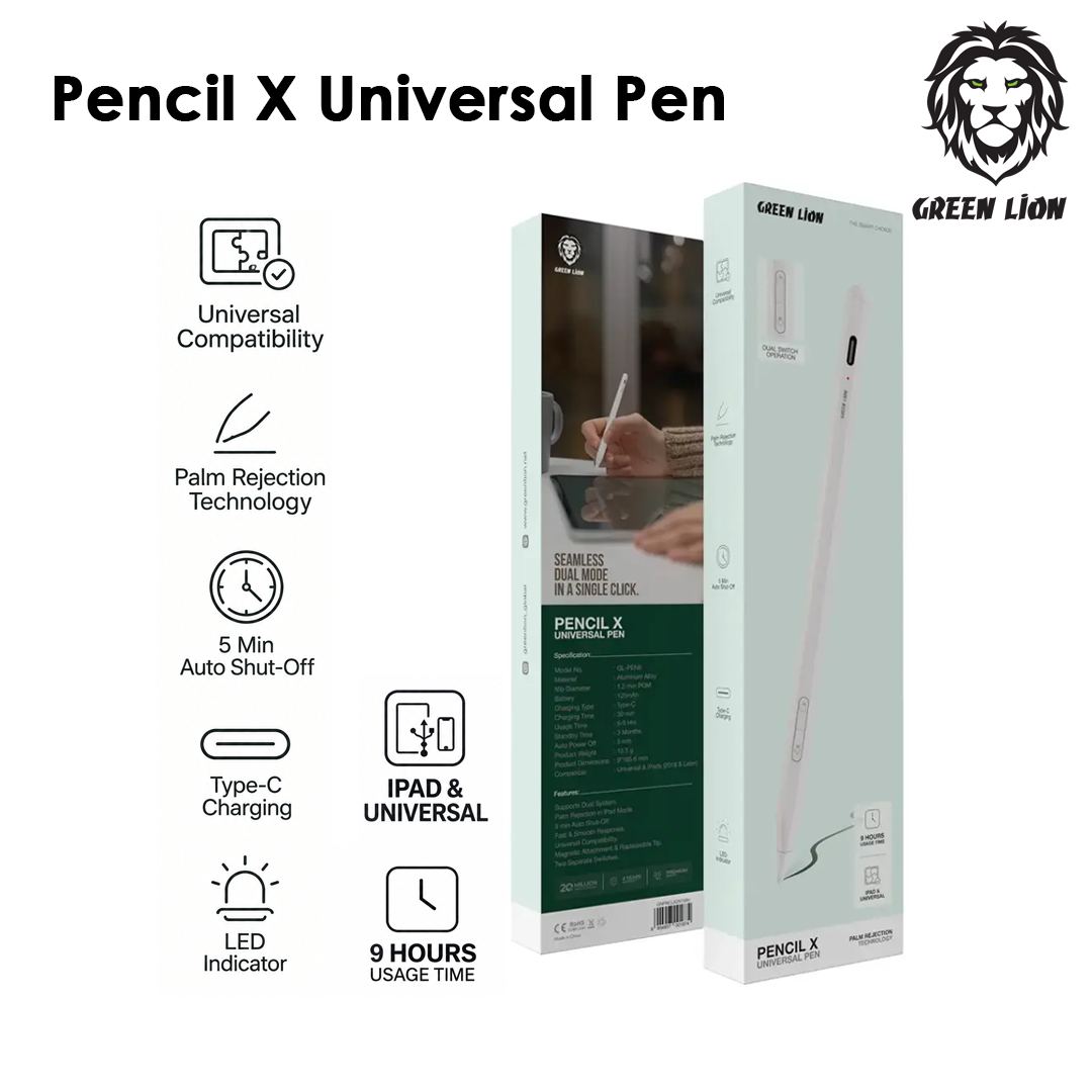 Green Lion Pencil X Universal Pen Blanc GL-PEN6