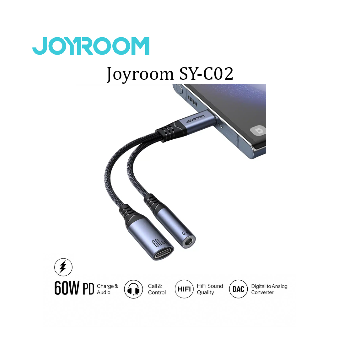 Adaptateur Joyroom SY-C02 USB-C vers 3.5mm avec Charge Rapide 60W PD