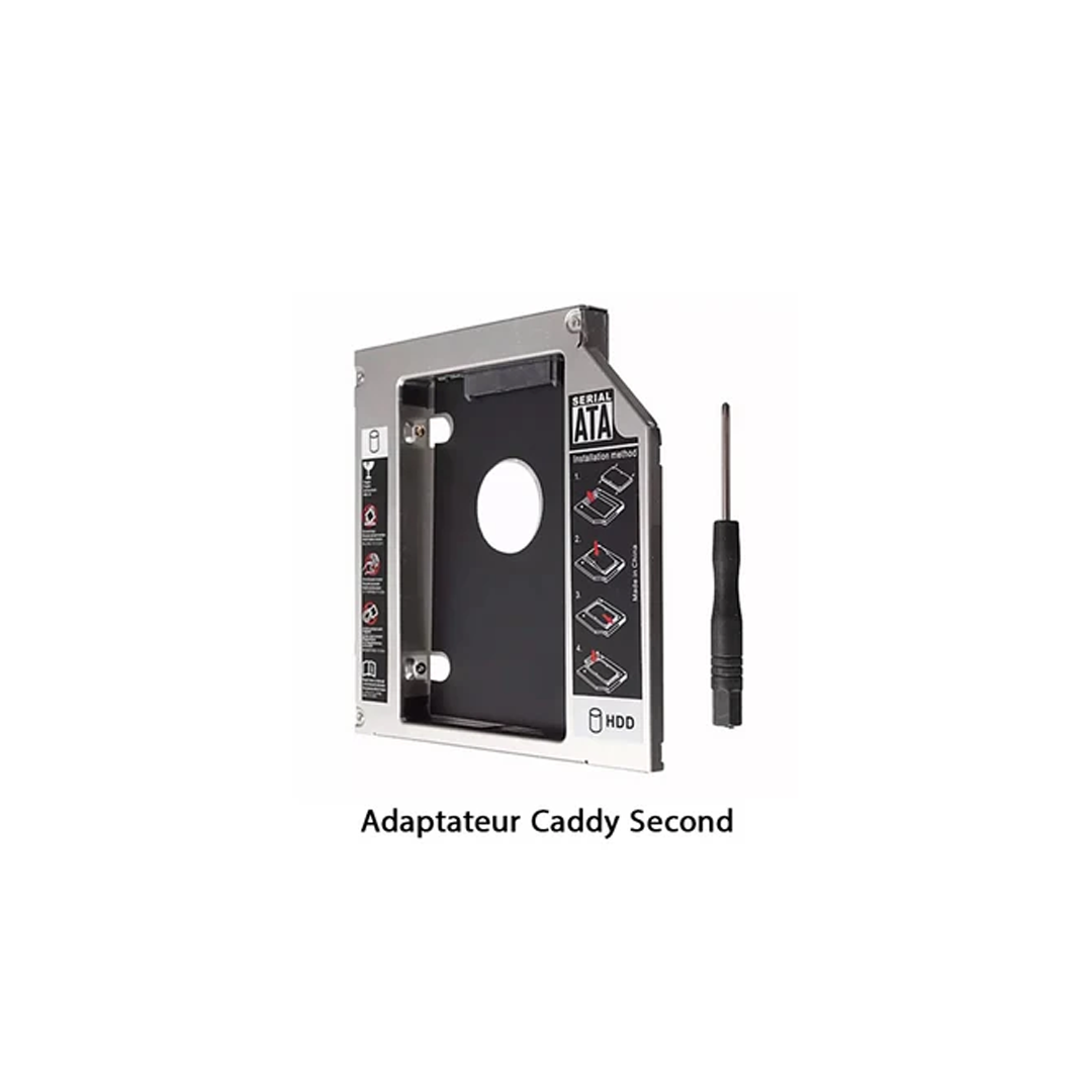 Adaptateur Caddy HDD 12.7mm SATA pour PC Portable - Second Disque Dur