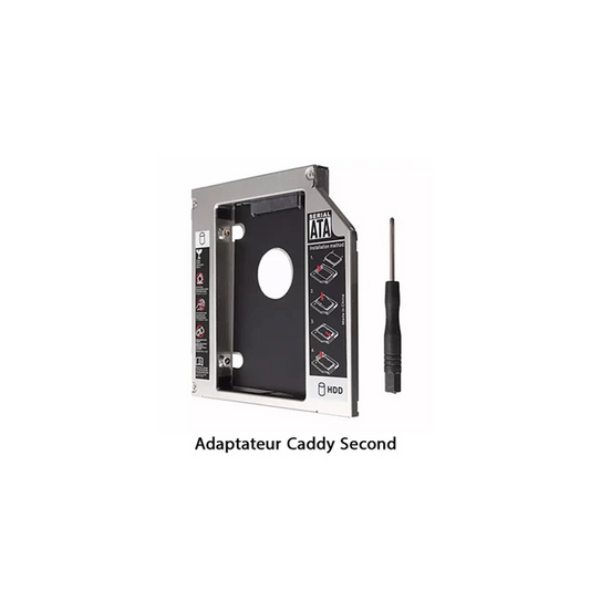 Adaptateur Caddy HDD 12.7mm SATA pour PC Portable - Second Disque Dur