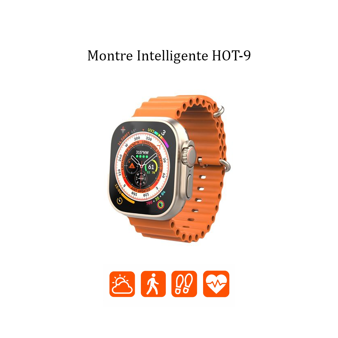 Smartwatch HOT-9 avec Grand Écran 2.08" et Suivi d'Activité