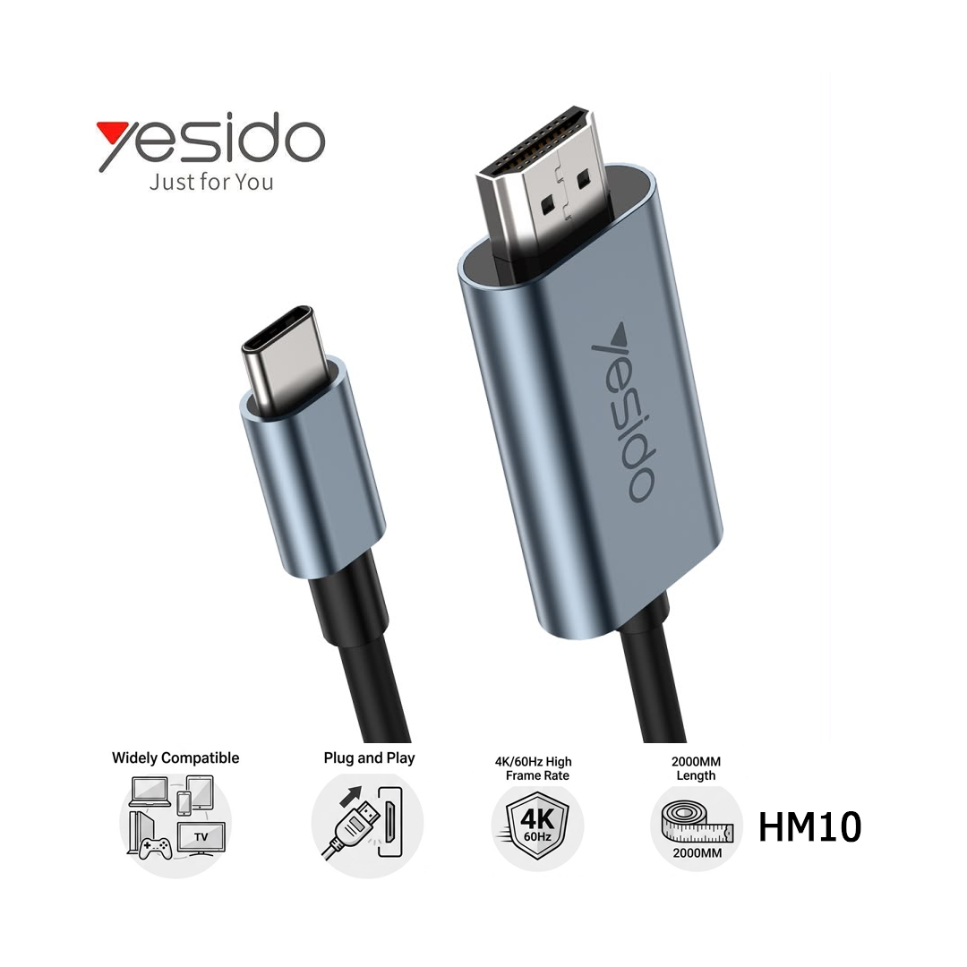 Cable USB-C vers HDMI 4K 60Hz Yesido HM10 - 2 Mètres